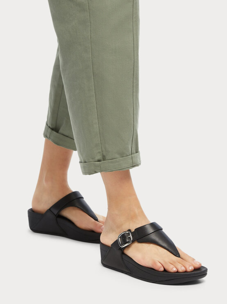 Lulu Adjustable Toe Post Leather 090 all black