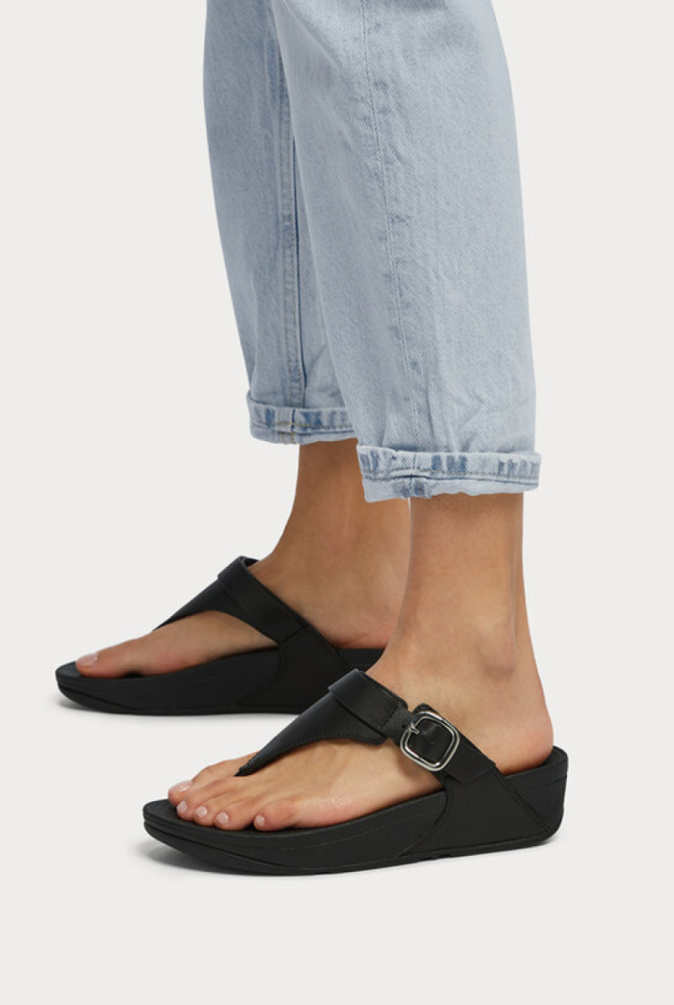 Lulu Adjustable Toe Post Leather 090 all black