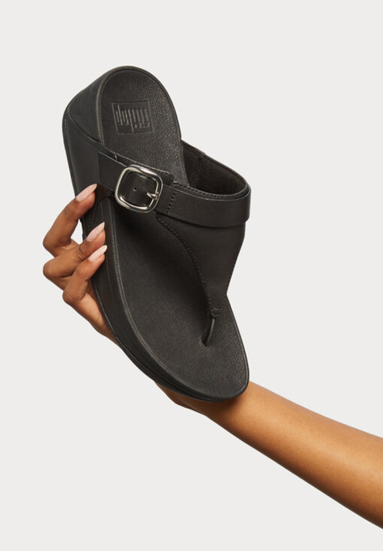 Lulu Adjustable Toe Post Leather 090 all black