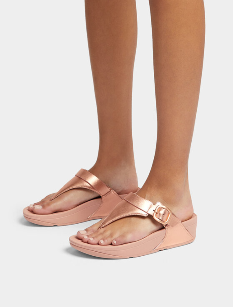 Lulu Adjustable Toe Post Leather 323 Rose Gold