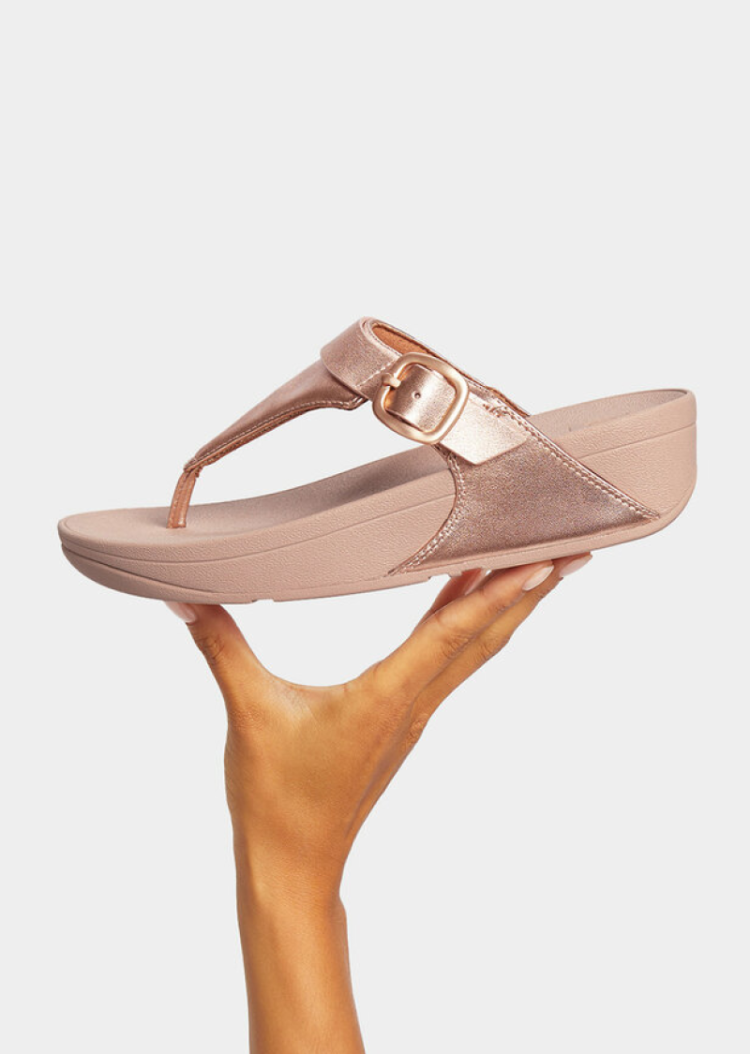 Lulu Adjustable Toe Post Leather 323 Rose Gold