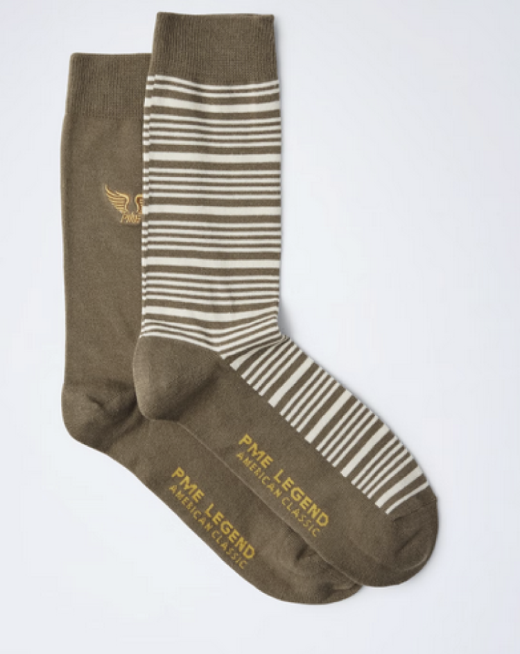 Sokken duopack met streepjes 8035 beech