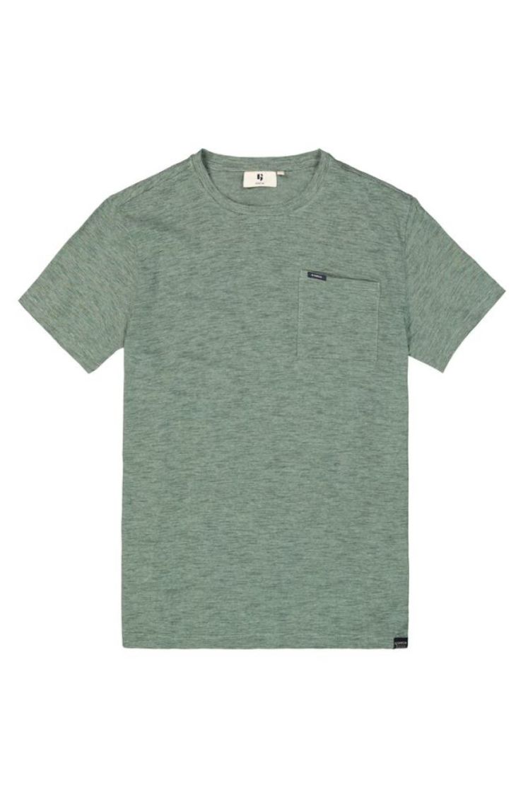 T-shirt basic NOS superfijne streepjes 5482 frost jade
