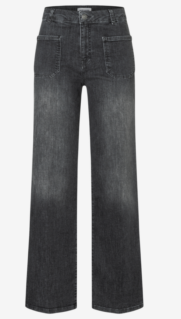 Jeansbroek 2 zakjes hoge taille straight leg 0968 dark grey
