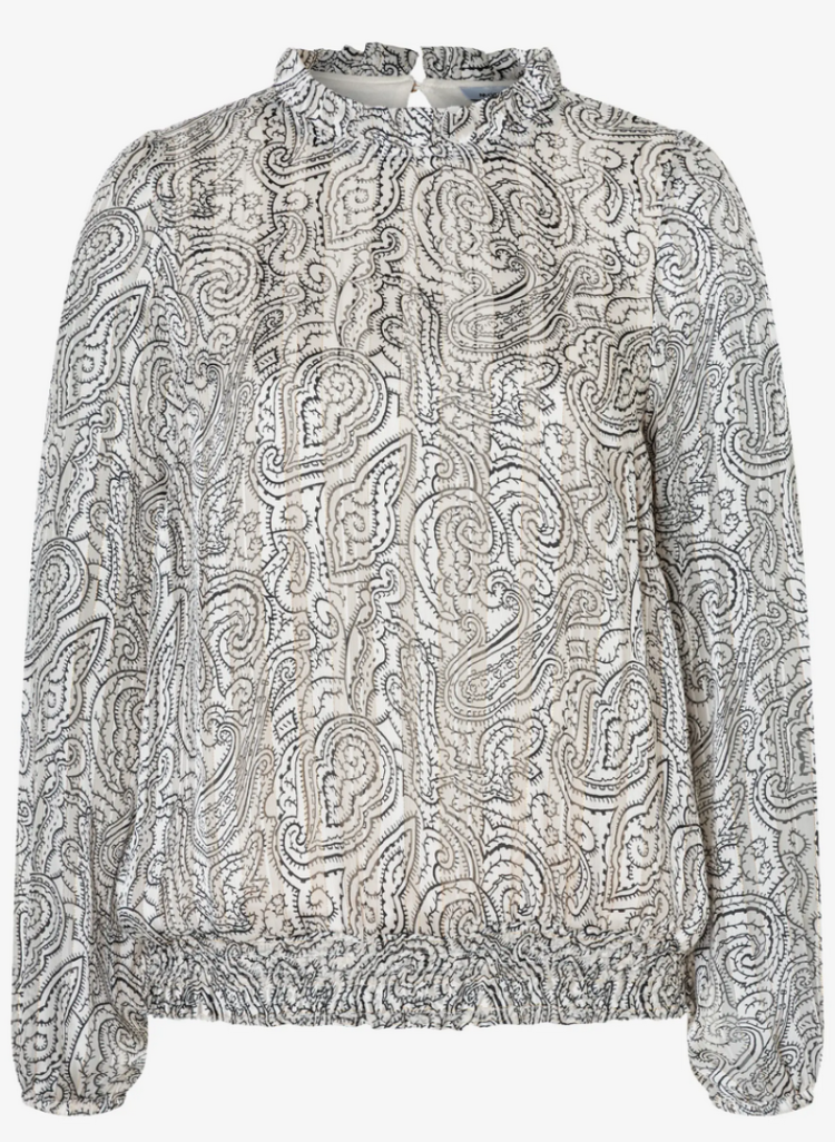 Blouse print rek onderaan hoge hals 2031 twotone paisley