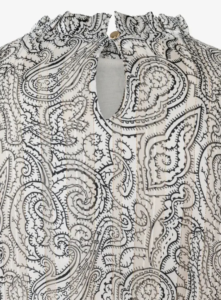 Blouse print rek onderaan hoge hals 2031 twotone paisley