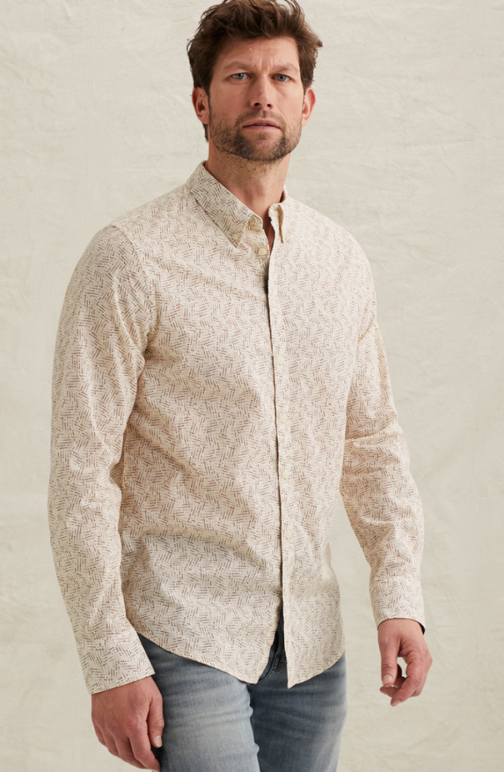 Hemd lm stippenprint 7013 Bone White