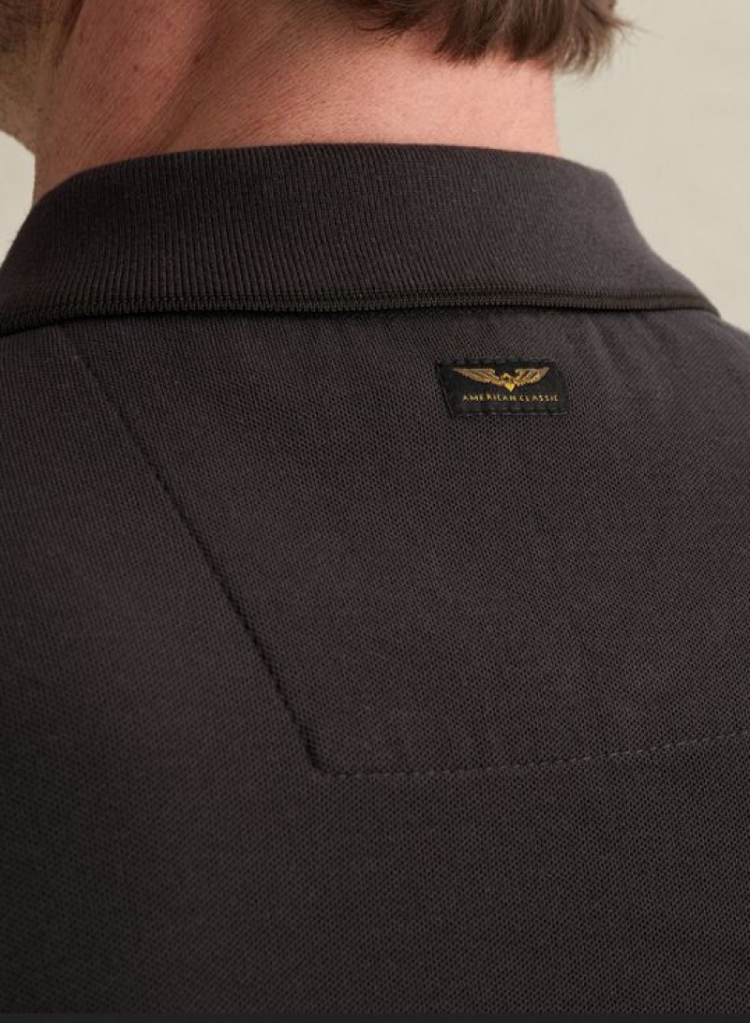 Polo km met rits aan kraag 9140 obsidian