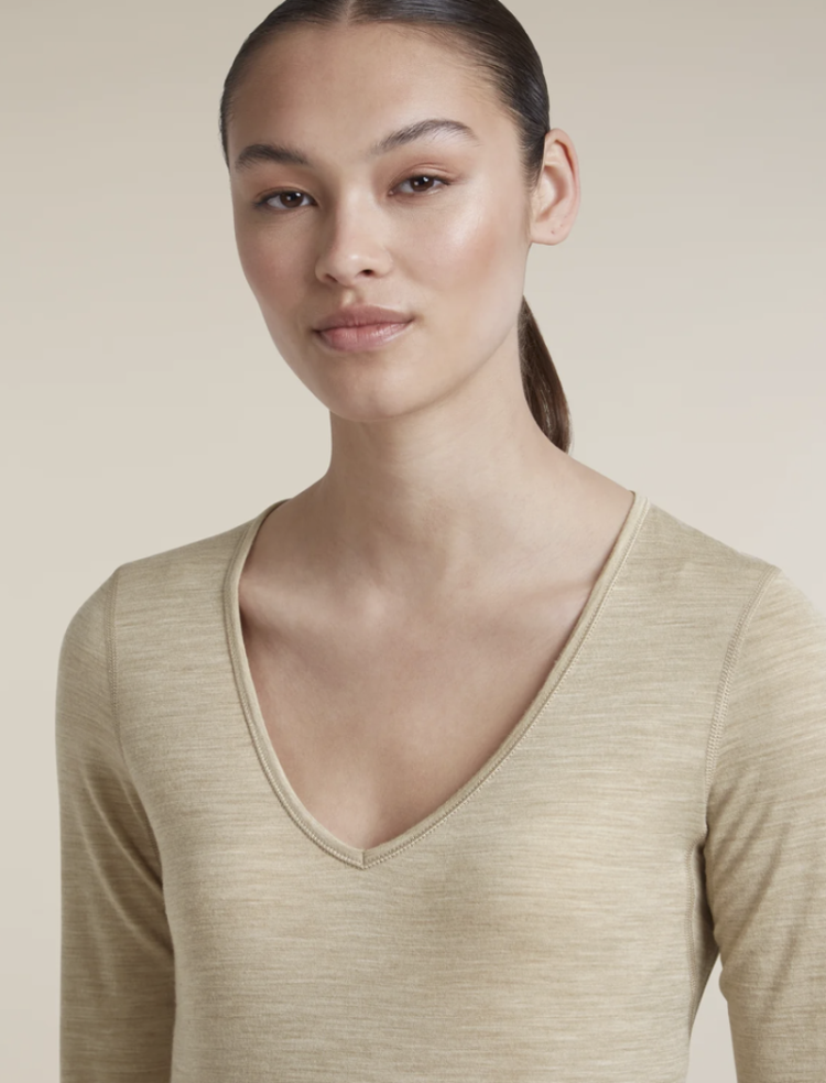 Women 200 Oasis LS Tee V-neck 0NQ Bay Heather