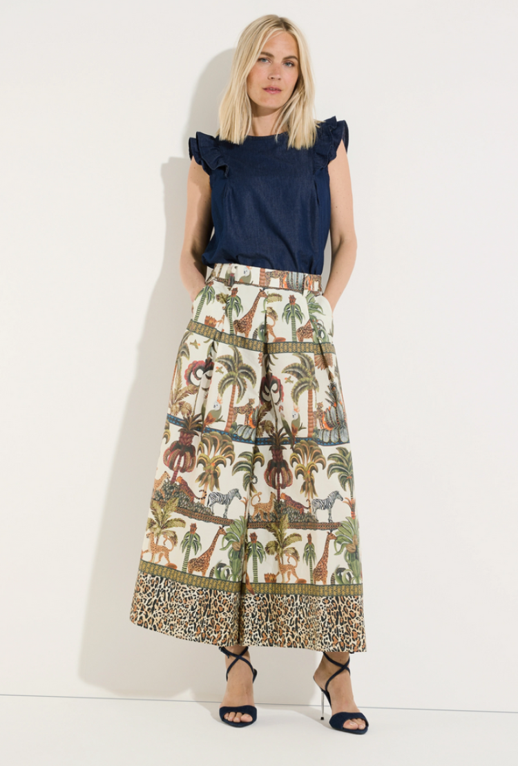 Broek jungleprint brede pijpen 4041 retro jungle print