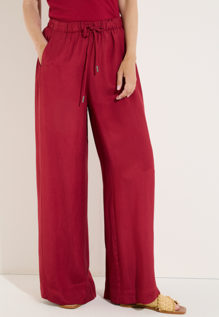 Broek brede pijpen effen rood modal kwaliteit 0549 red pepper