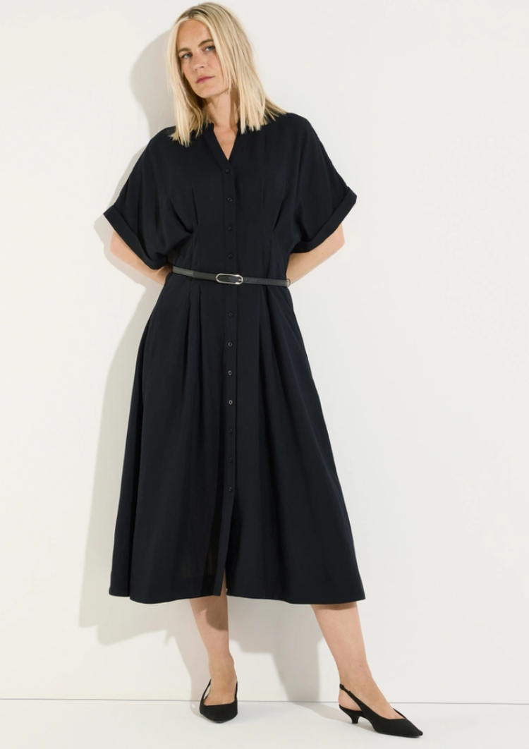 Kleed km lang linnen met riem 0790 black