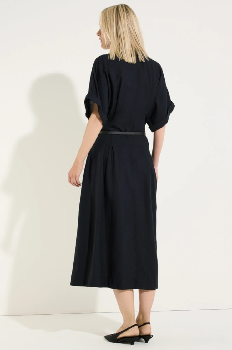 Kleed km lang linnen met riem 0790 black
