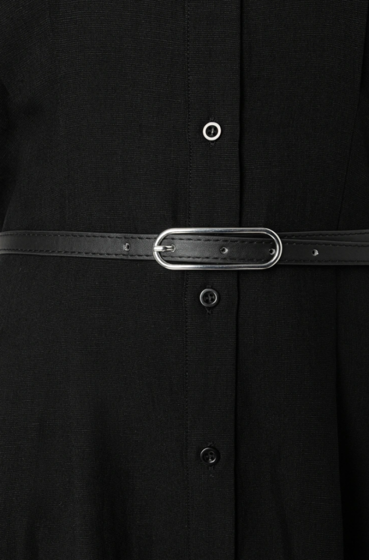 Kleed km lang linnen met riem 0790 black