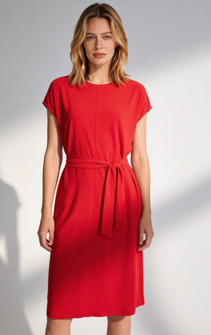Kleed km halflang jersey effen km striklint in taille 0549 red pepper
