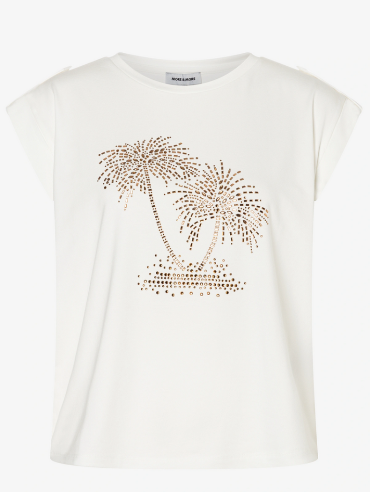 T-shirt km met palmbomen in strass 0041 off white