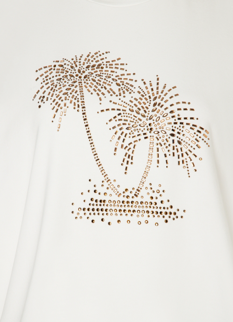 T-shirt km met palmbomen in strass 0041 off white