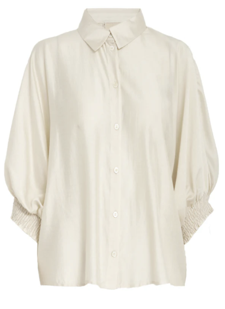 Regina Shirt Hemd breed halflange brede mouwen met rek  0202 whitecap creme