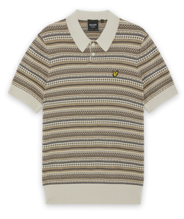 Polo km knitted met lijnen met print patroon W870 cove