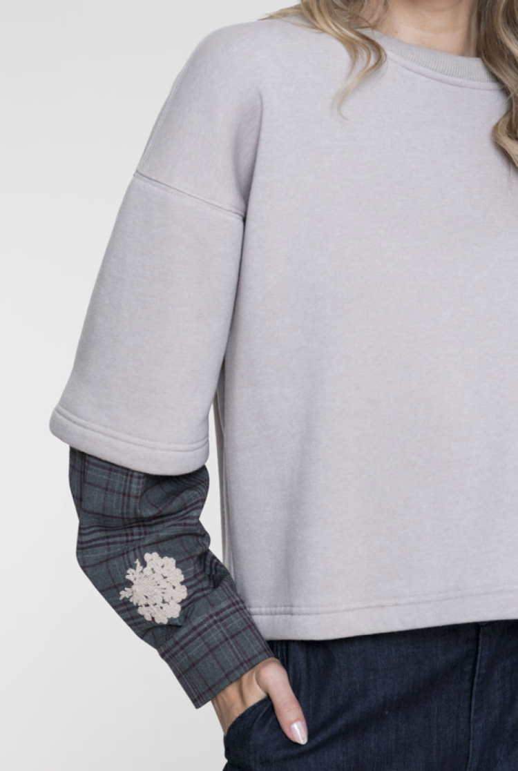 Sweater beige met hemdsmouwen  000718 ecru