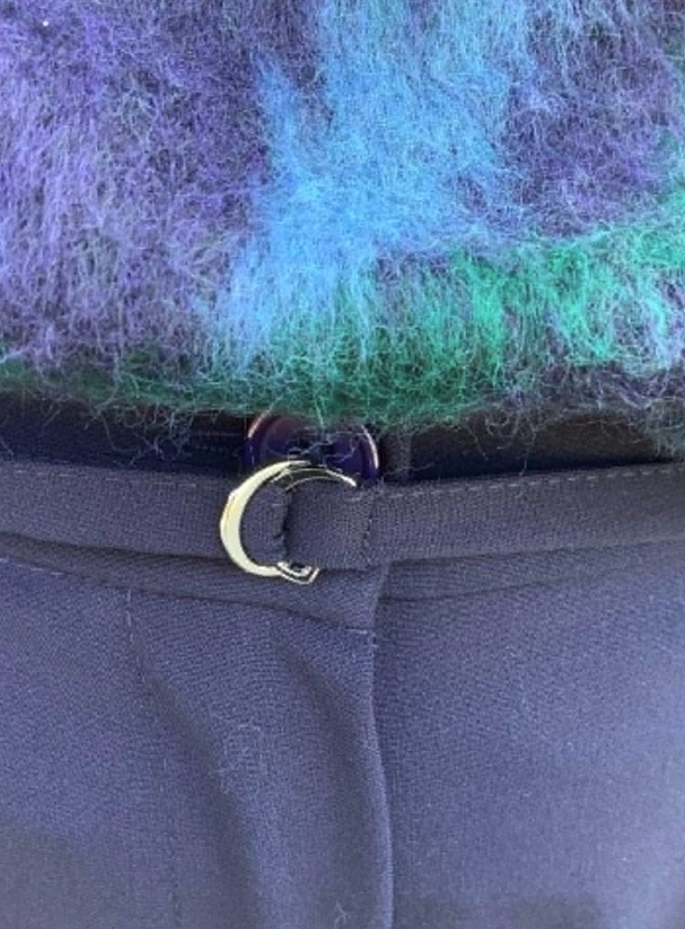 Broek bandplooitjes met striklint brede pijpen 608 marine