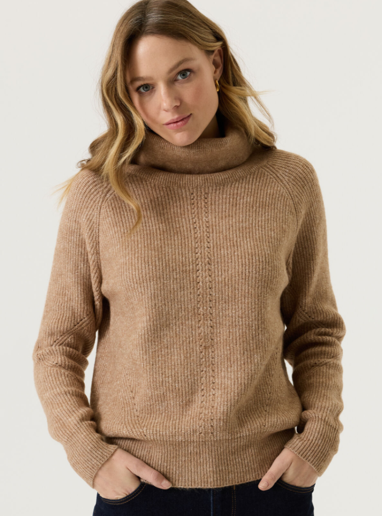 Pull rolkraag effen 5232-soft taupe