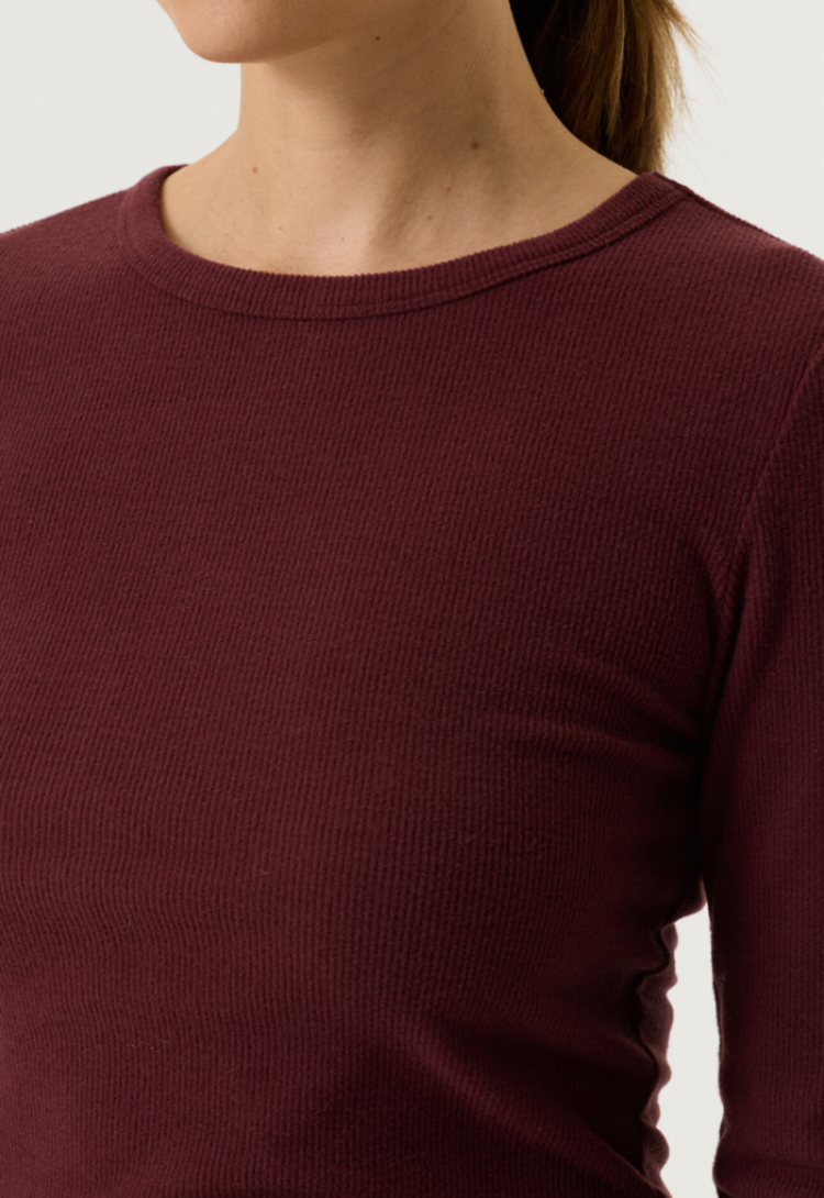 T-shirt lange mouwen ribbels 4081-rosewood