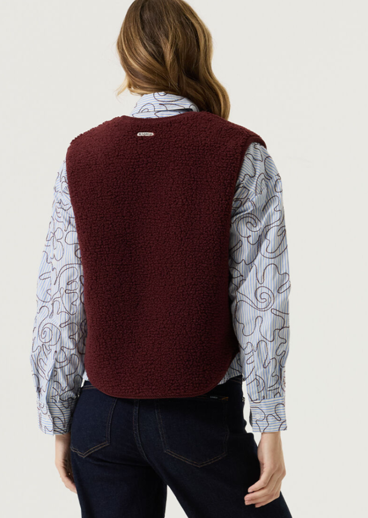 Bodywarmer reversible teddy rib bordeaux 4081-rosewood