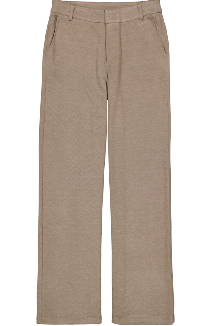 Broek brede pijpen stretch 5196-latte dusk