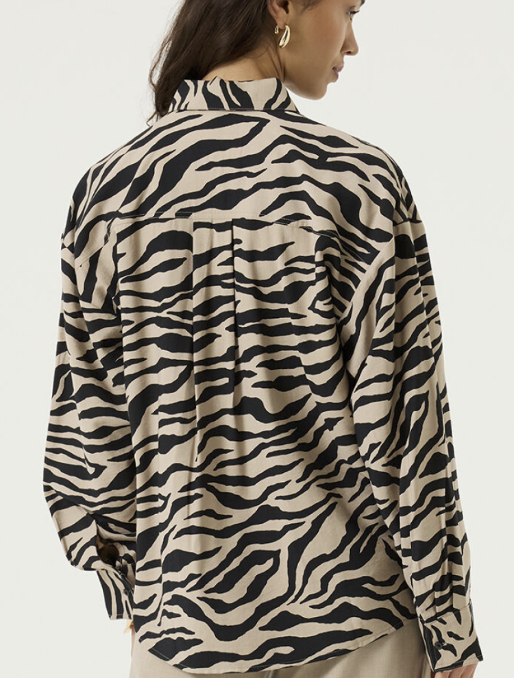 Hemd zebra zwart beige 60-black