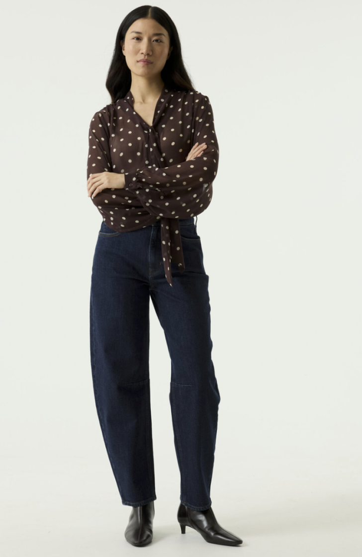 Blouse bolletjes met striklint aan hals 4478-hazel bloom