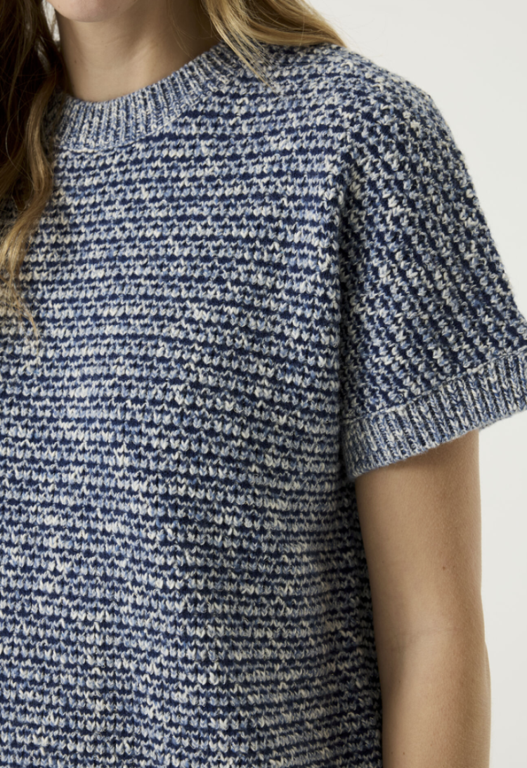Pull gemeleerd blauw korte mouwen 4608-breeze blue