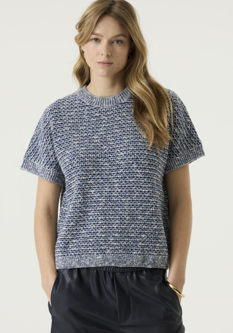 Pull gemeleerd blauw korte mouwen 4608-breeze blue