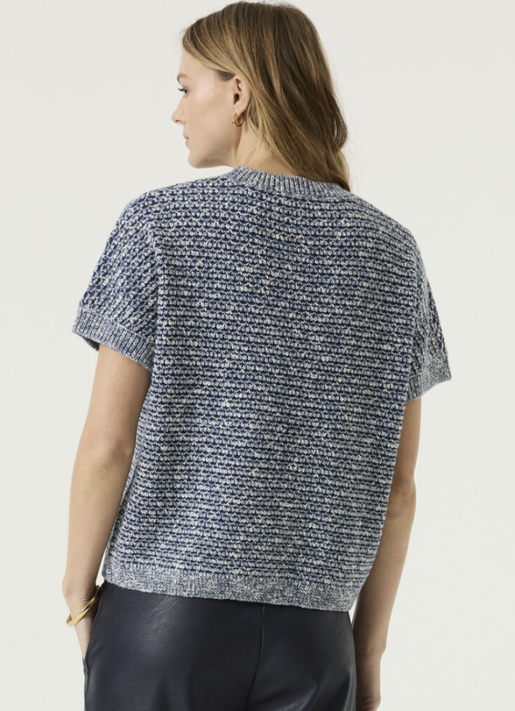 Pull gemeleerd blauw korte mouwen 4608-breeze blue