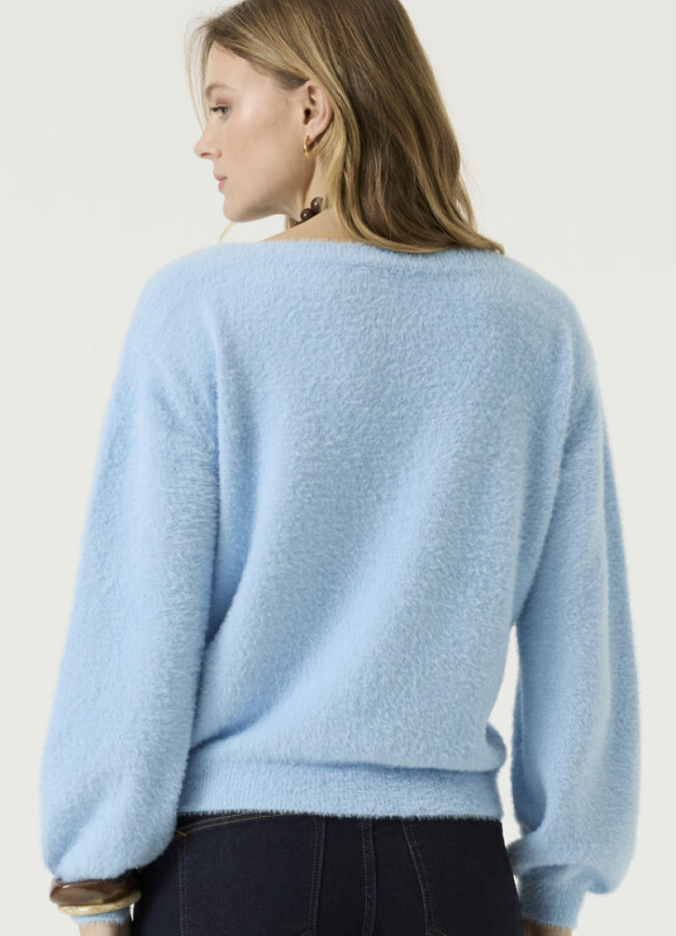 Pull fluffy boothals 4608-breeze blu