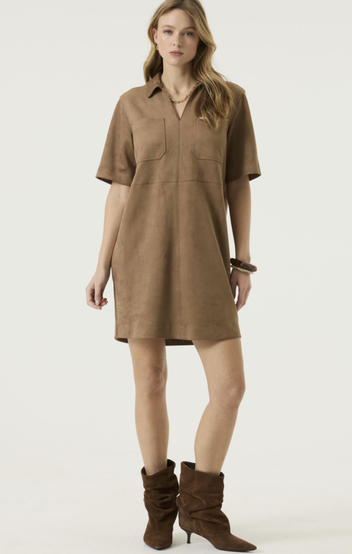 Kleed km suède met kraagje 5232-soft taupe