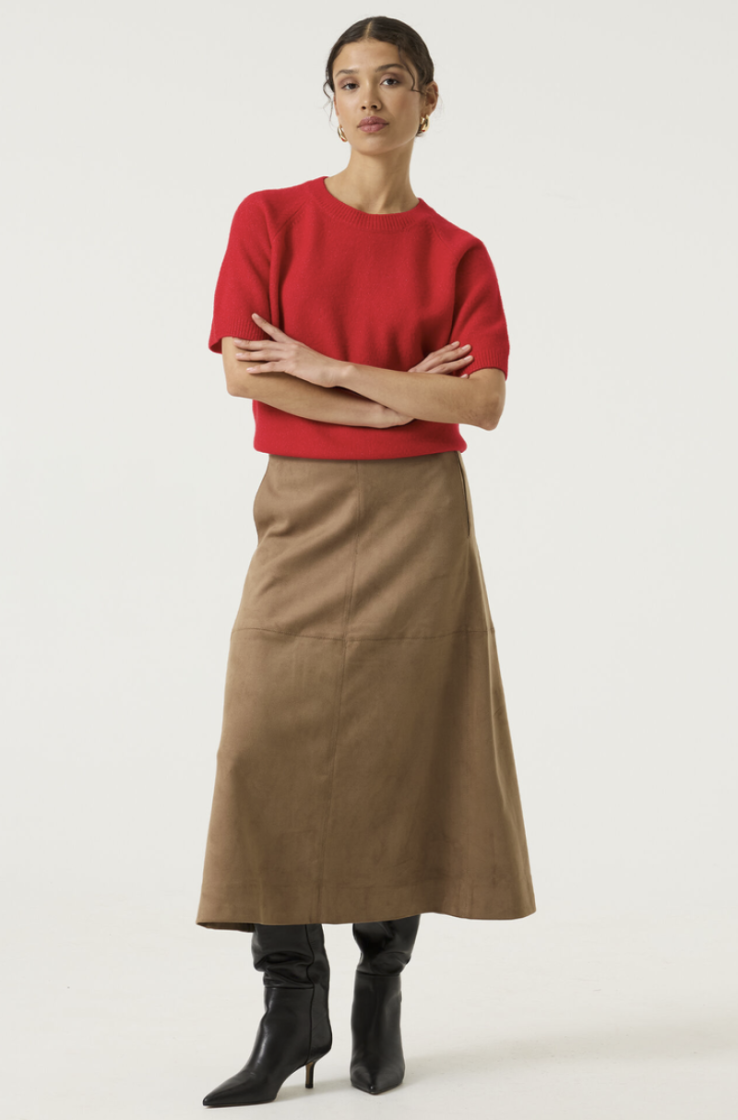 Rok halflang suède 5232-soft taupe