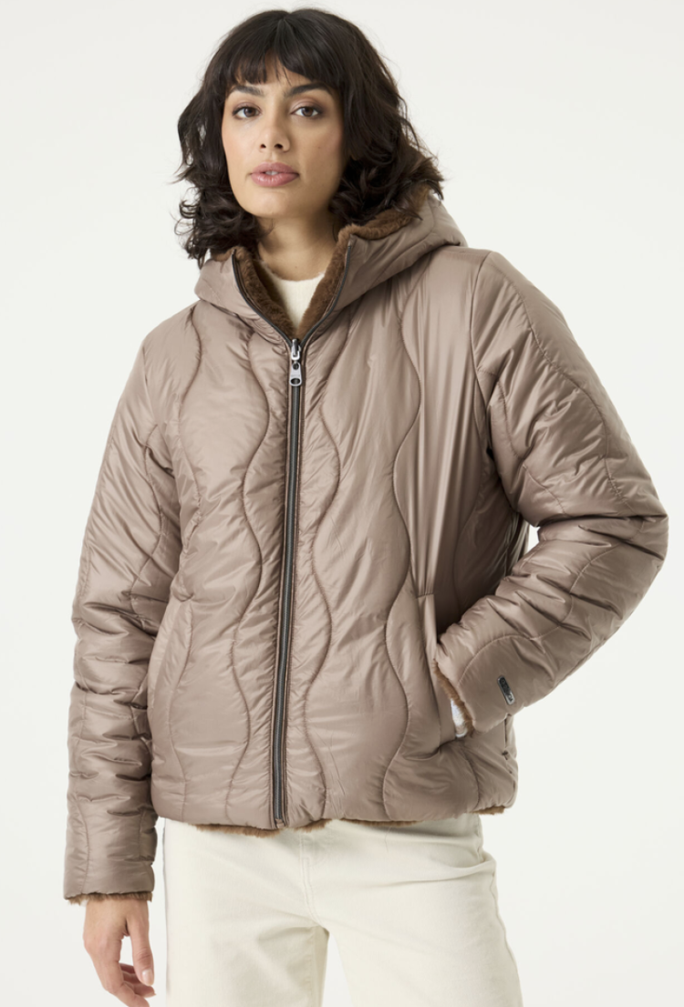 Jas reversible doorstikt versus pels 4783-deep cocoa