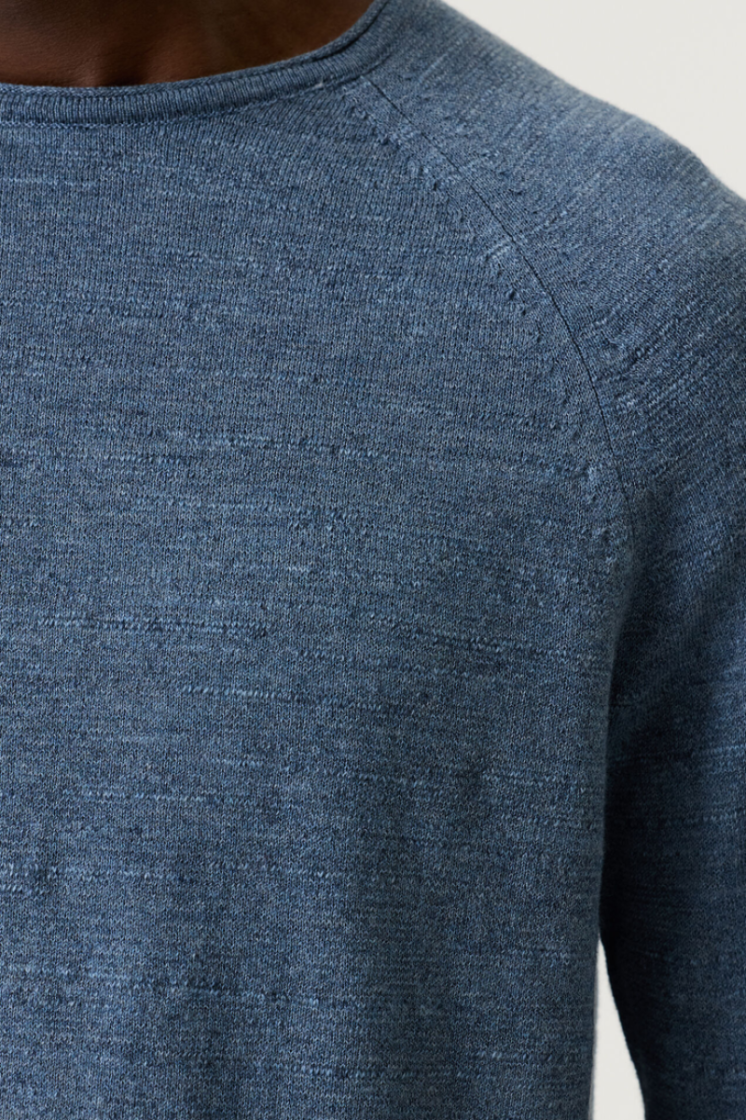 Basispull effen ronde hals 4178-smokey blu