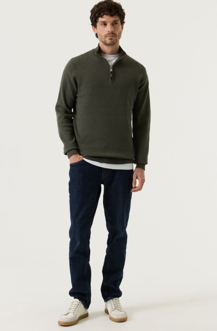 Pull halve rits basic 4137-faded olive