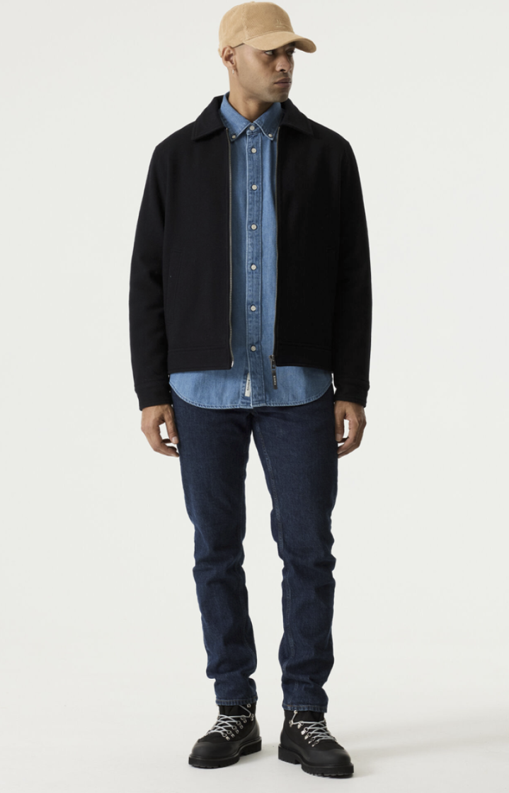 Jas vilt met kraagje en rits 20-dark navy