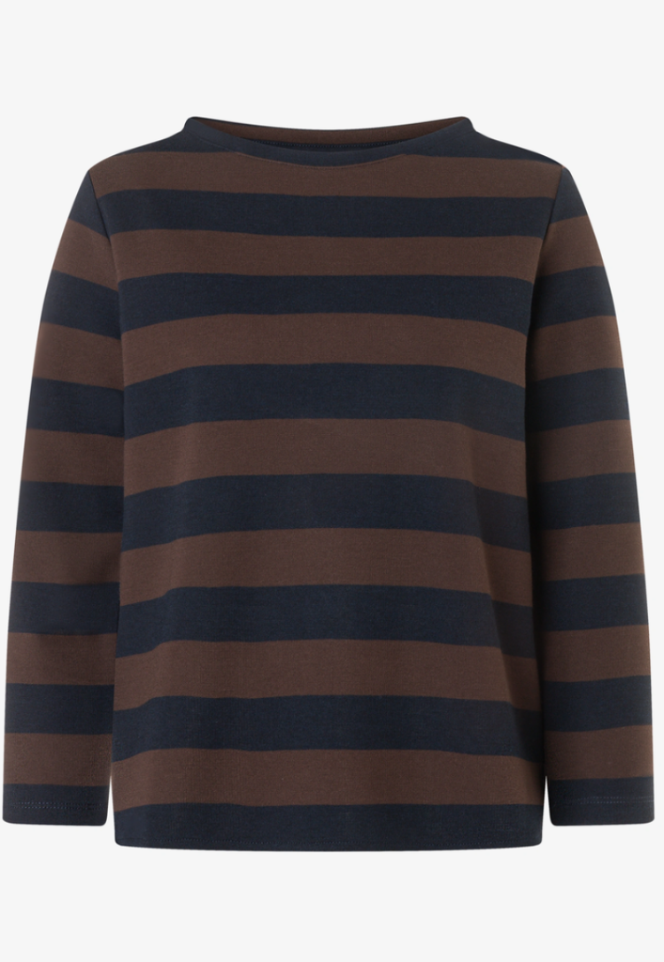 T-shirt hlm boxy gestreept 2279 espresso marine