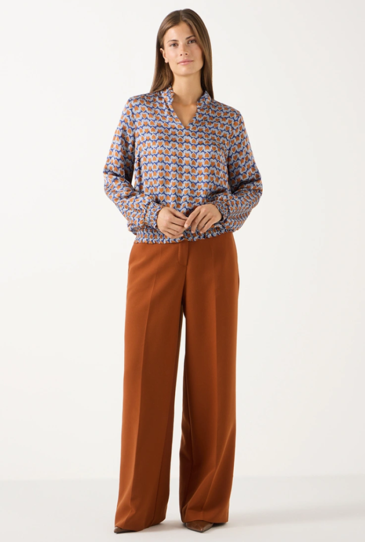 Blouse lm hartjes roest kobalt lbl 4350 heart prin