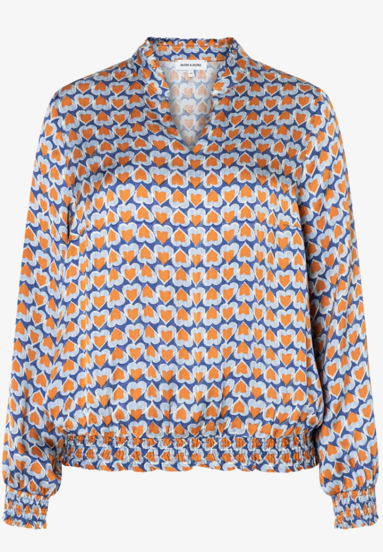 Blouse lm hartjes roest kobalt lbl 4350 heart prin
