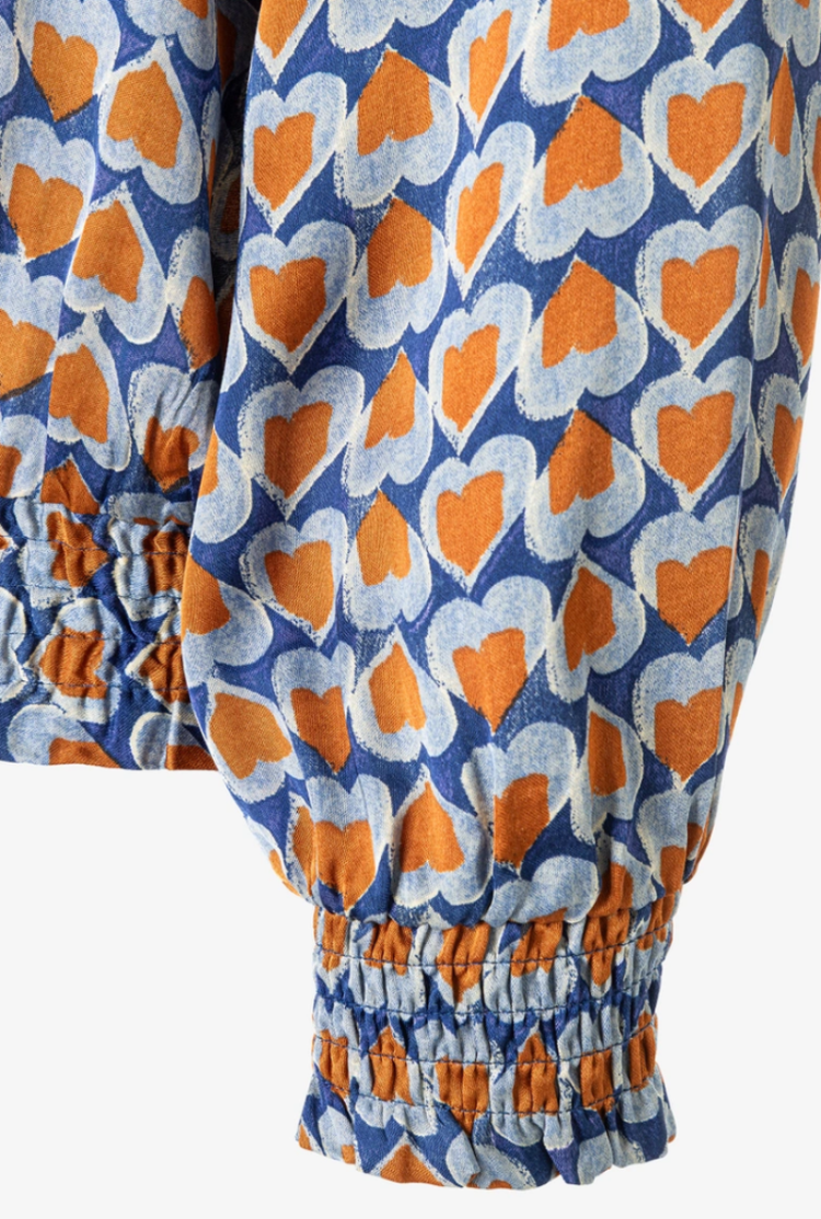 Blouse lm hartjes roest kobalt lbl 4350 heart prin