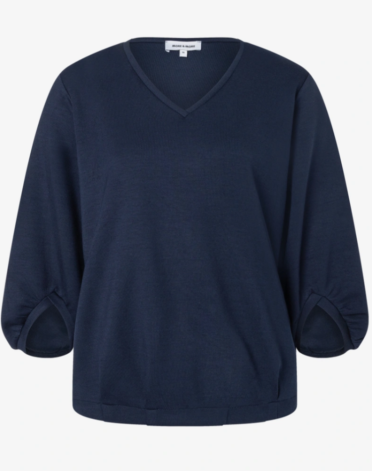 Sweater v met frons aan pols 0373 classic bl