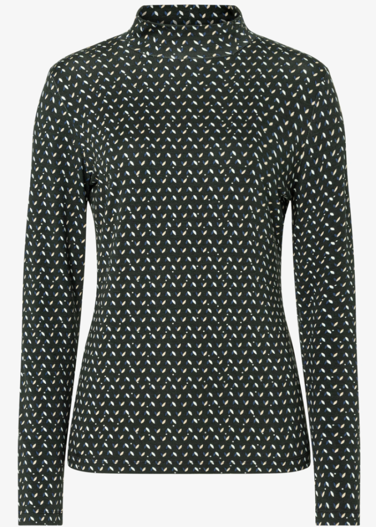 Blouse lm rek onderaan print zwart kobalt wit 4683 little col