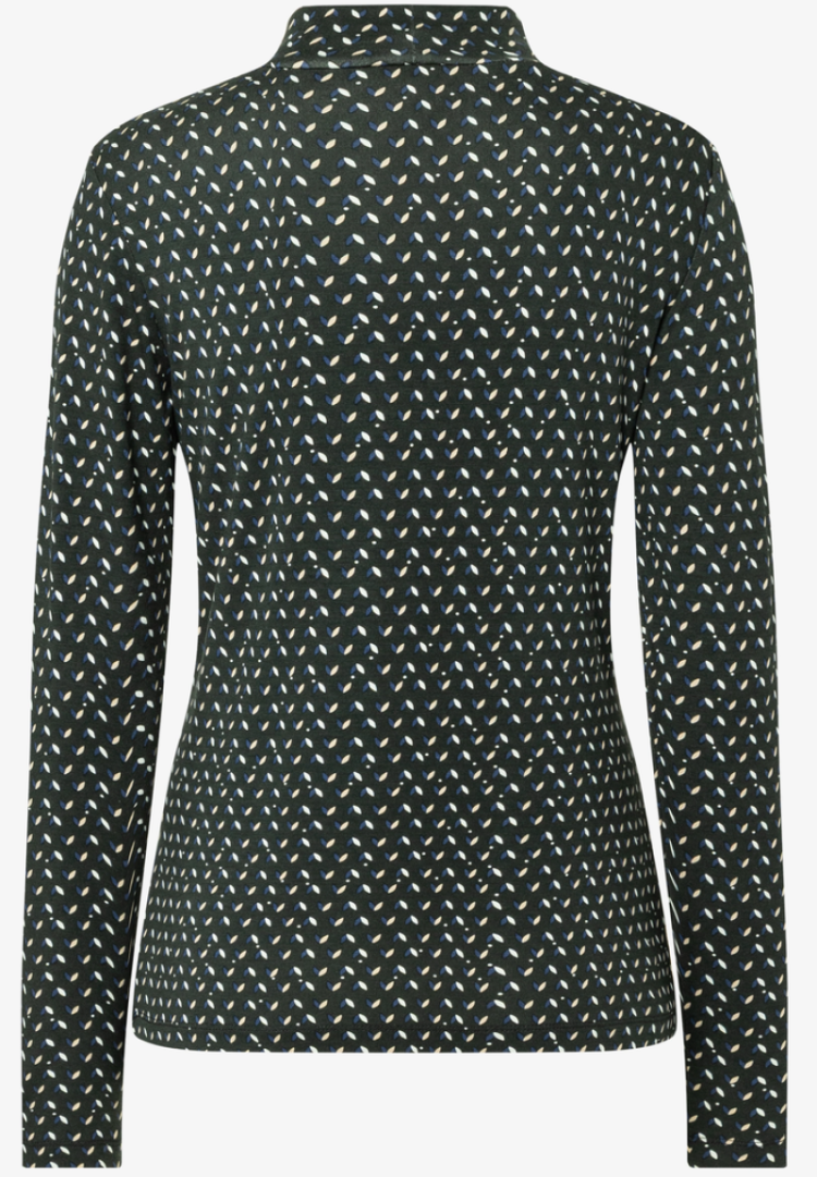 Blouse lm rek onderaan print zwart kobalt wit 4683 little col