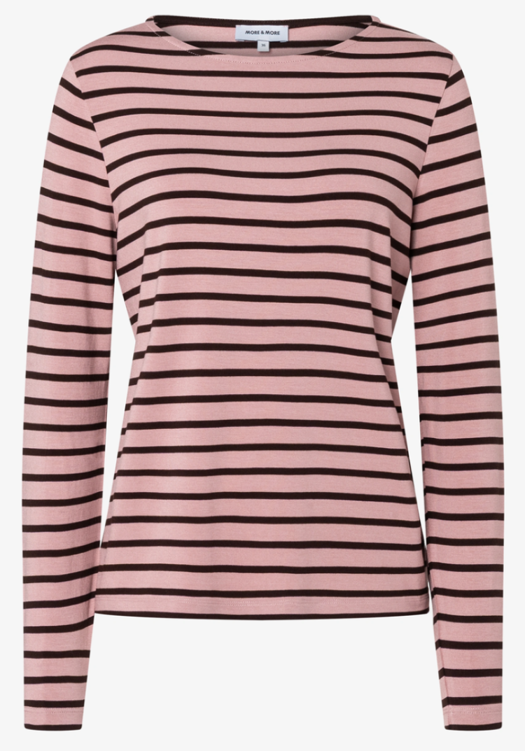 T-shirt lm strepen roze bruin 2858 small yarn