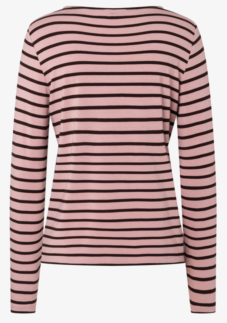 T-shirt lm strepen roze bruin 2858 small yarn